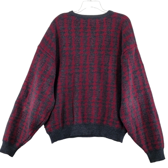 Vtg Golf Motif Knit Sweater Mens XL Maroon Red Gray Embroidered Crewneck L/S - Picture 4 of 11